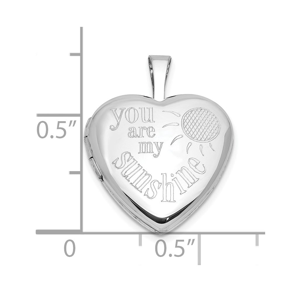 Sterling Silver Rh-plated YOU ARE MY SUNSHINE 16mm Heart Locket