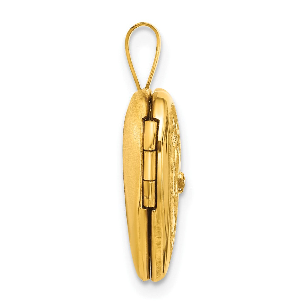 1/20 14K Gold Filled Polished & Textured Dia 16mm Floral Heart Locket