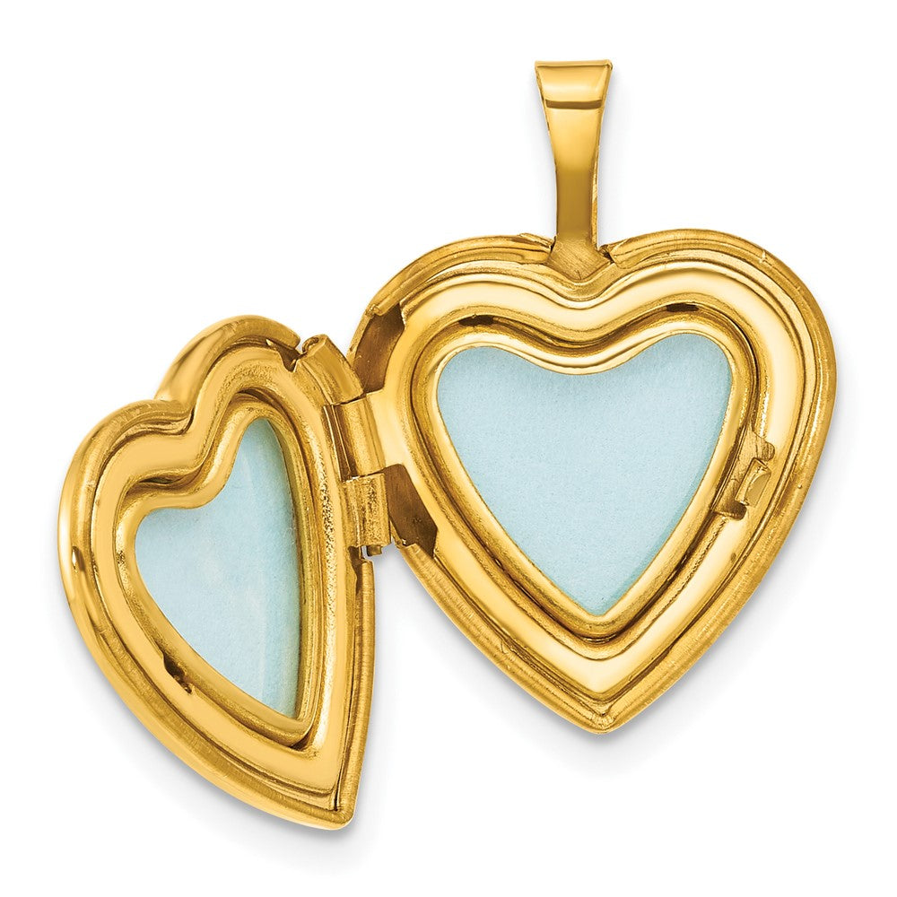 1/20 14K Gold Filled Polished & Textured Dia 16mm Floral Heart Locket