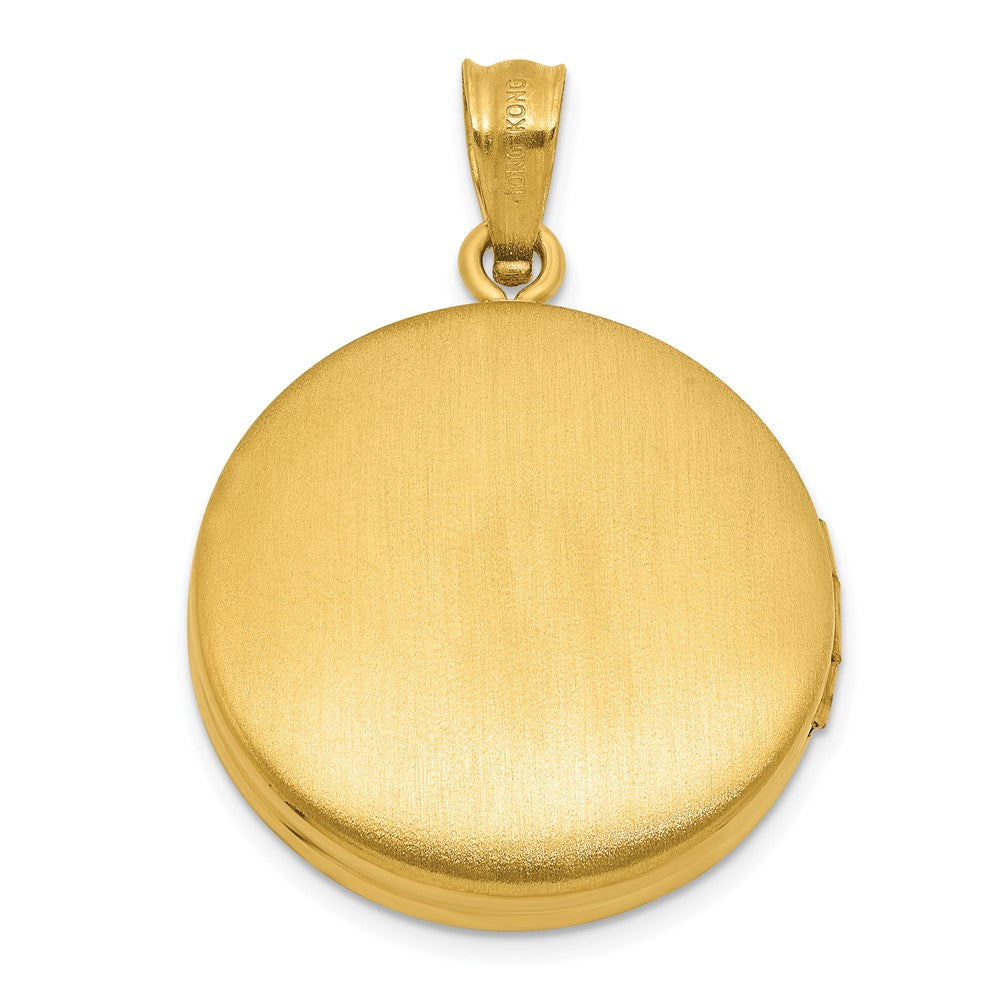 Sterling Silver Gold-plated Polished Front/Brushed Back Fancy Lace Design 20mm Round Locket