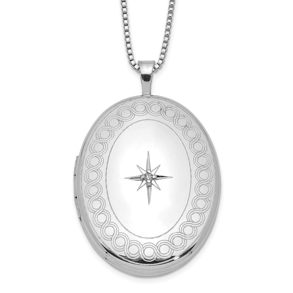 Engravable;Spring Ring;Sterling silver;Diamond;Not engraveable;Polished & satin;18in chain;Patterned;Gift Boxed