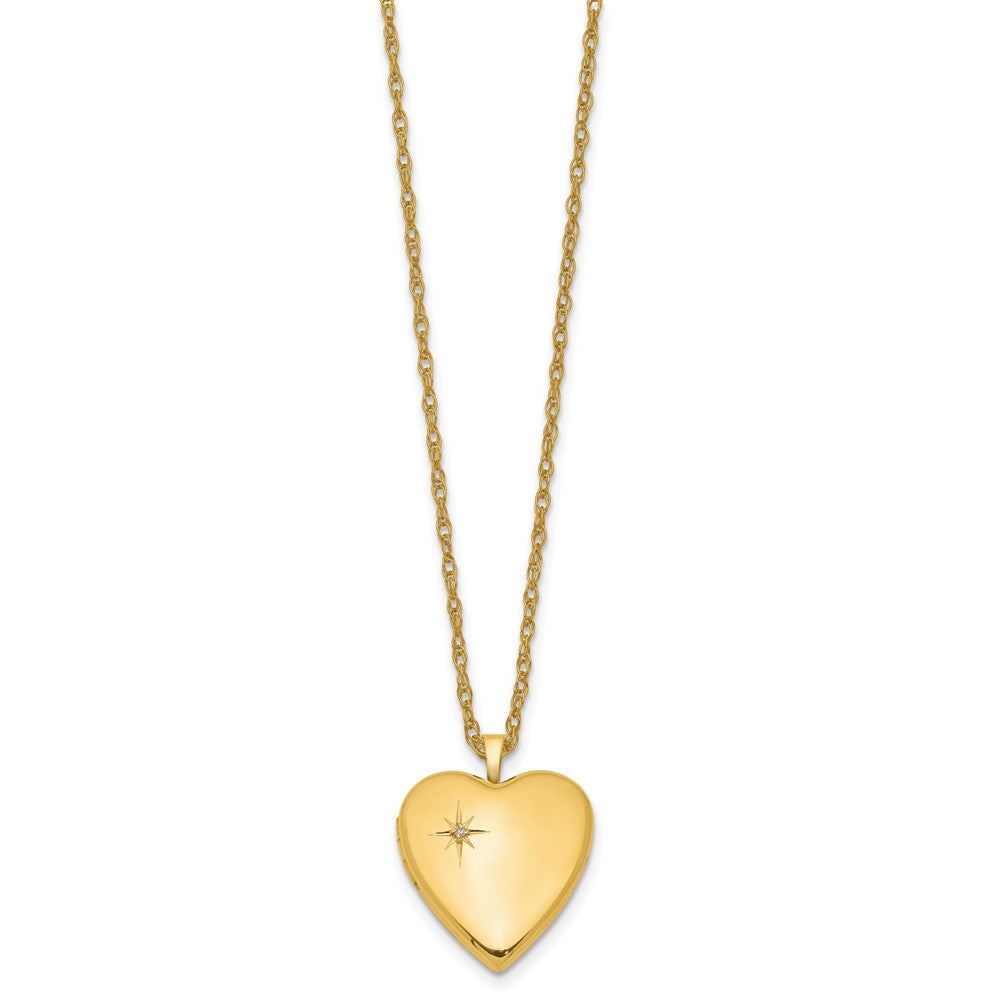 1/20 14K Gold Filled 20mm Polished/Satin Dia Star Heart Locket Necklace