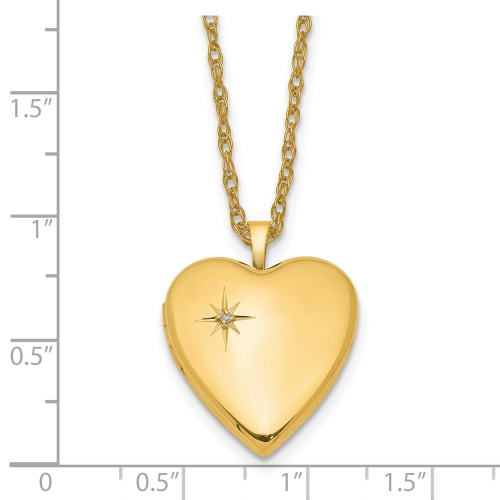 1/20 14K Gold Filled 20mm Polished/Satin Dia Star Heart Locket Necklace