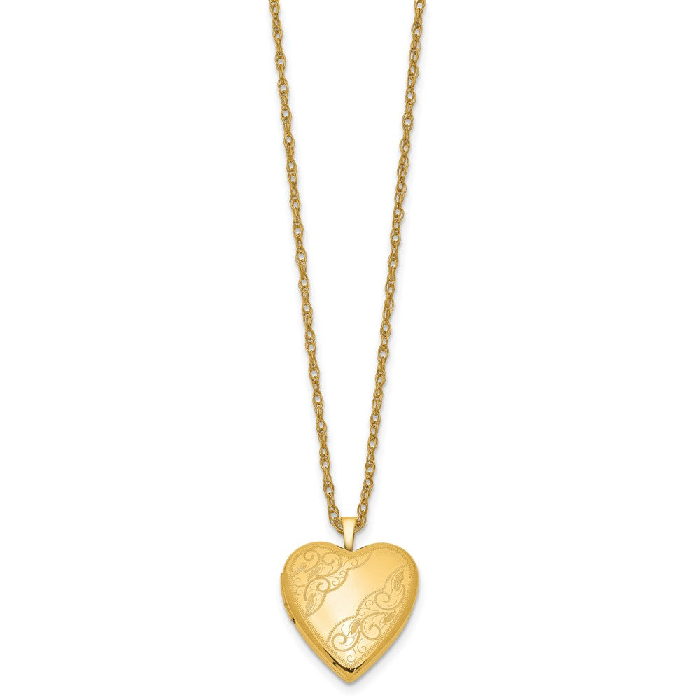 1/20 14K Gold Filled 20mm Side Swirled Heart Locket Necklace