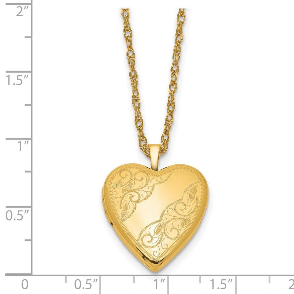1/20 14K Gold Filled 20mm Side Swirled Heart Locket Necklace