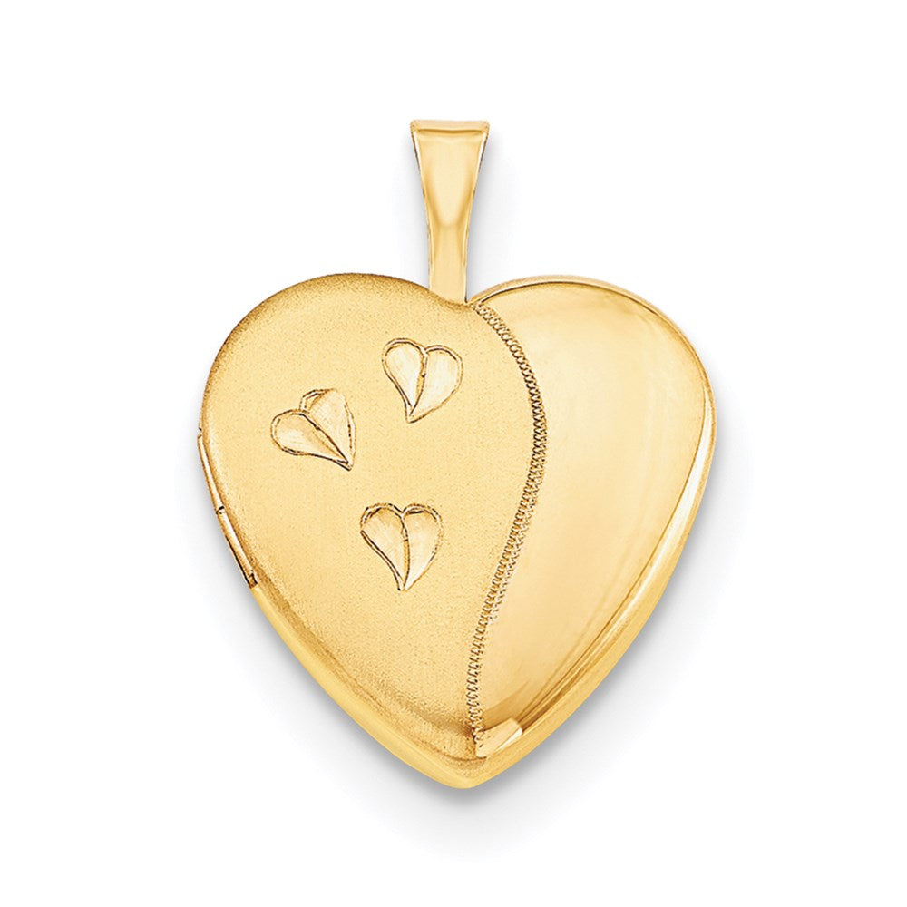 1/20 14K Gold Filled 16mm Satin and Polished Heart Locket Necklace