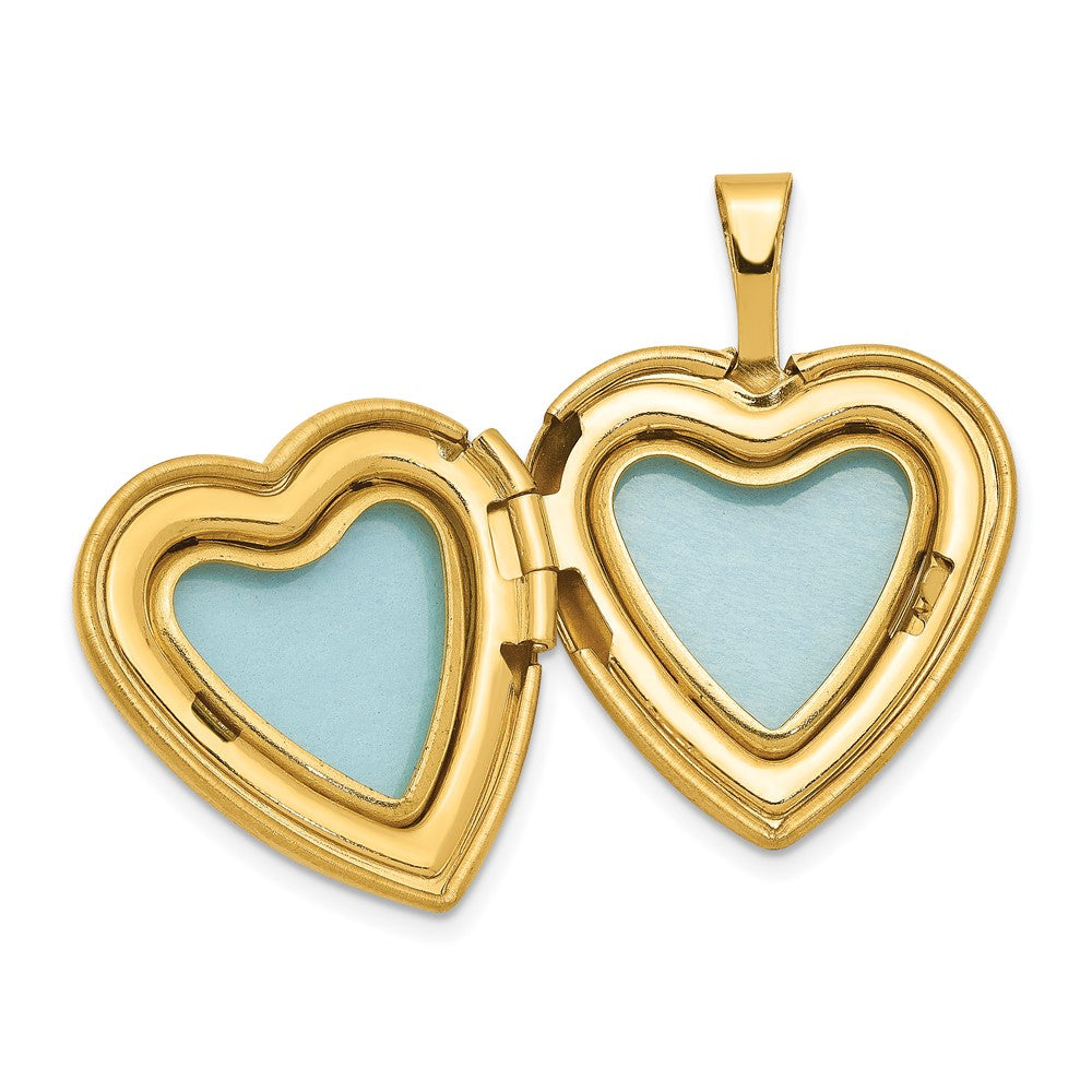 1/20 14K Gold Filled 16mm Satin and Polished Heart Locket Necklace