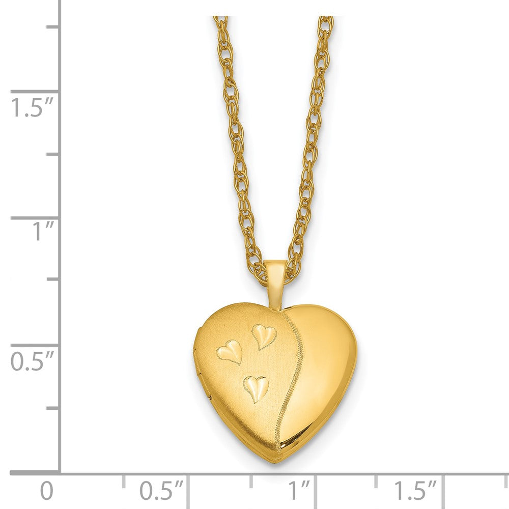 1/20 14K Gold Filled 16mm Satin and Polished Heart Locket Necklace