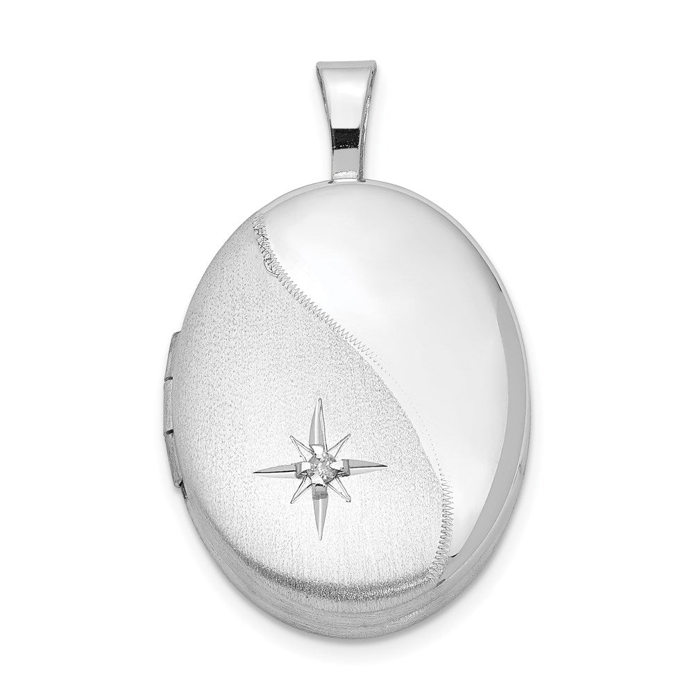 Engravable;Sterling silver;Diamond;Not engraveable by QG;Polished & satin;Patterned;19mm;Holds 2 photos