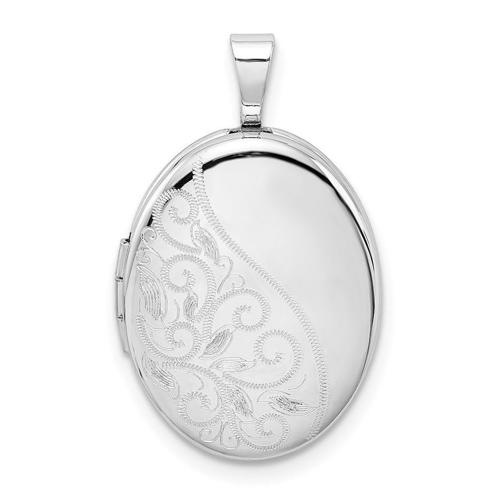 Polished;Engravable;Sterling silver;Not engraveable by QG;Satin Back;Patterned;19mm;Holds 2 photos
