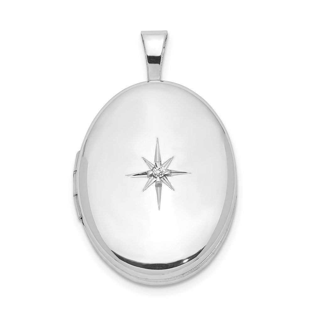 Polished;Engravable;Sterling silver;Diamond;Not engraveable by QG;19mm;Holds 2 photos