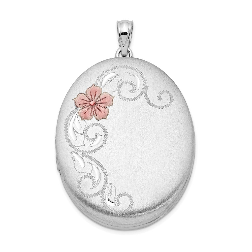 Satin;Engravable;Enamel;Sterling silver;Not engraveable by QG;Patterned;34mm;Holds 2 photos