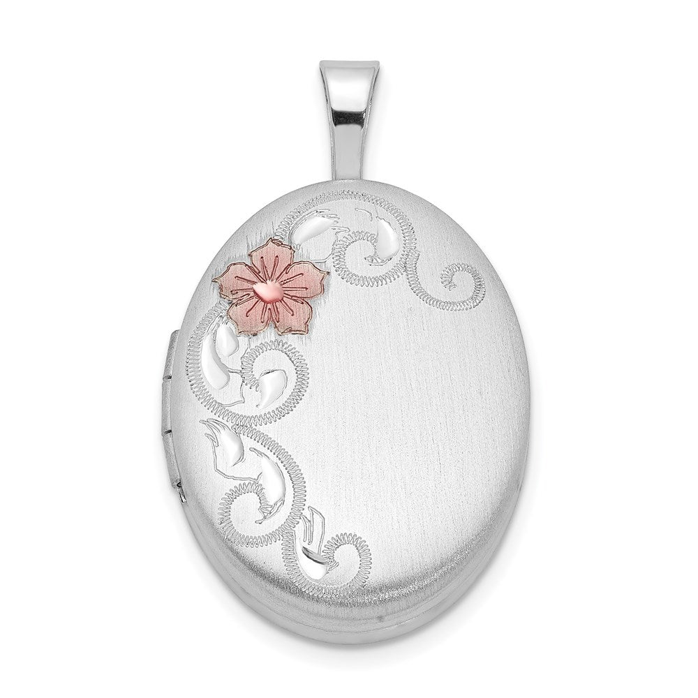 Satin;Engravable;Enamel;Sterling silver;Not engraveable by QG;Patterned;19mm;Holds 2 photos