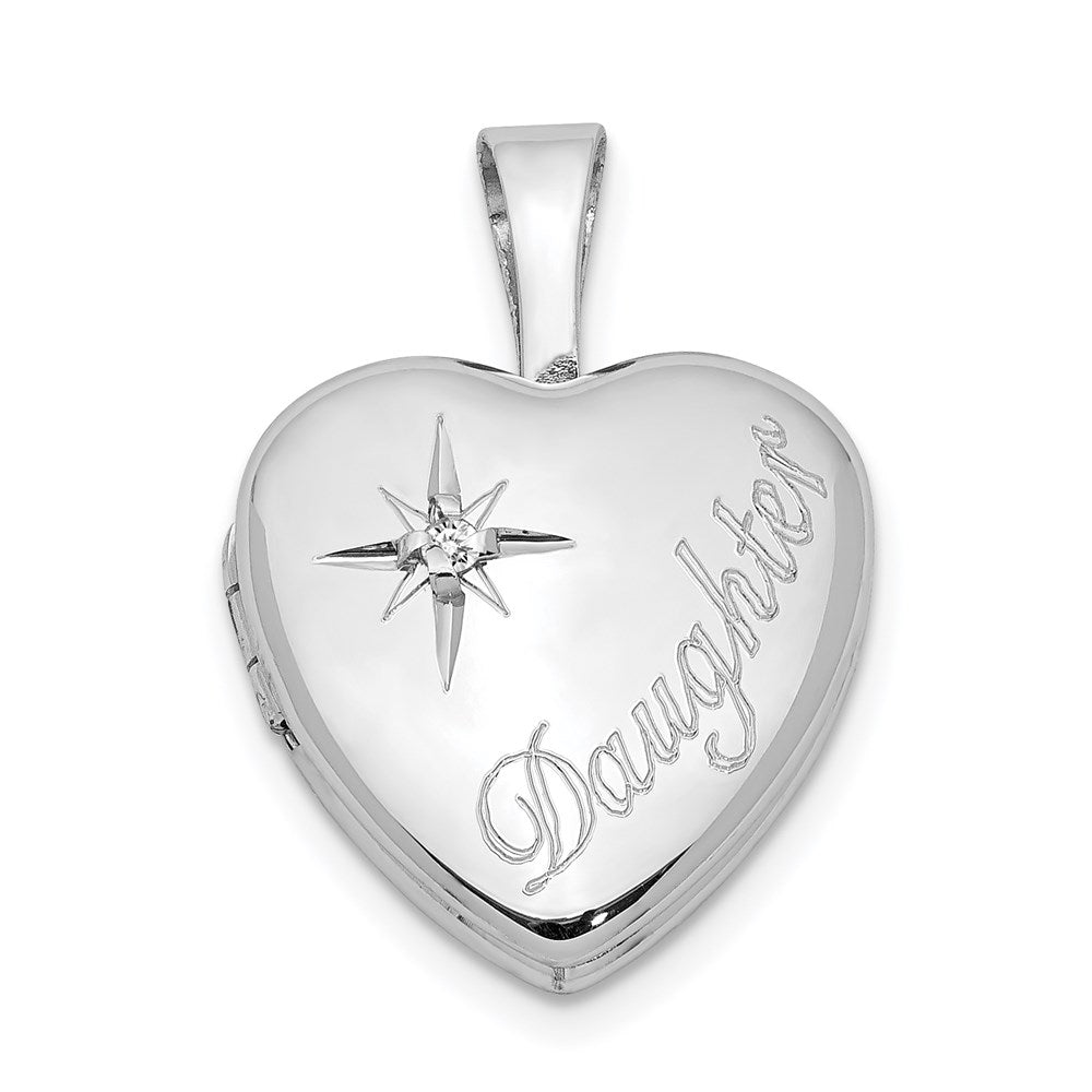 Engravable;Sterling silver;Diamond;Not engraveable by QG;Polished & satin;Opens;Patterned;Holds 2 photos