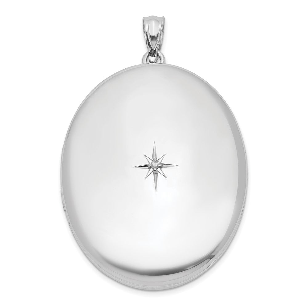 Polished;Engravable;Sterling silver;Diamond;Not engraveable by QG;34mm;Holds 2 photos