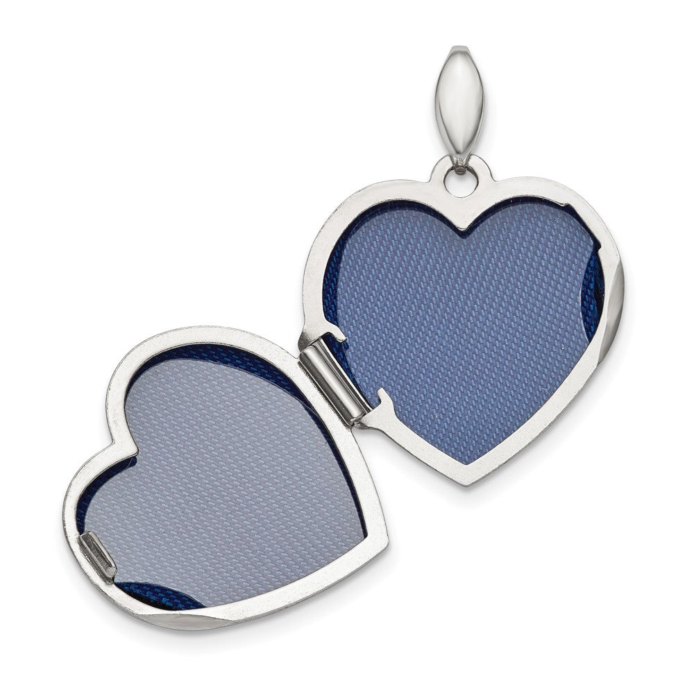 Sterling Silver Rhodium-plated Faith Hope Love 18mm Heart Locket