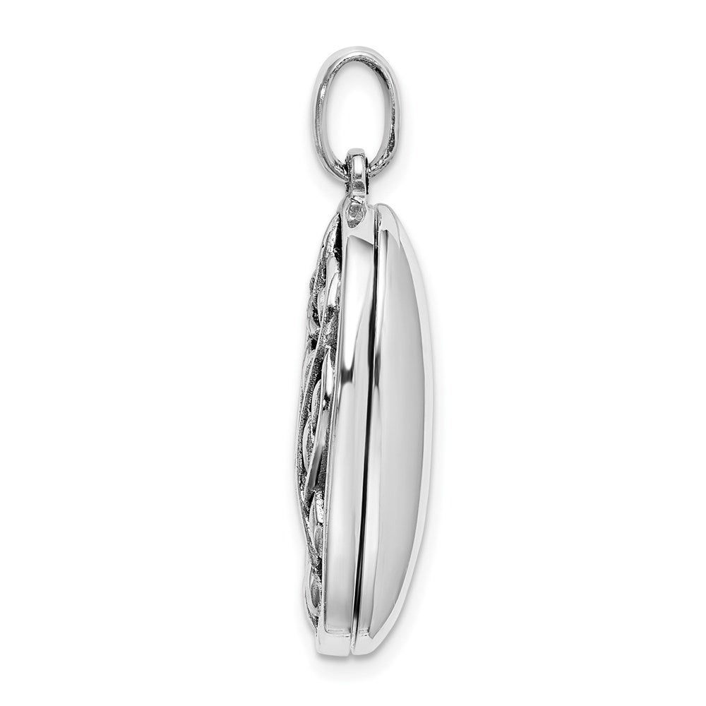 Sterling Silver Antiqued Filigree 23mm Locket Pendant