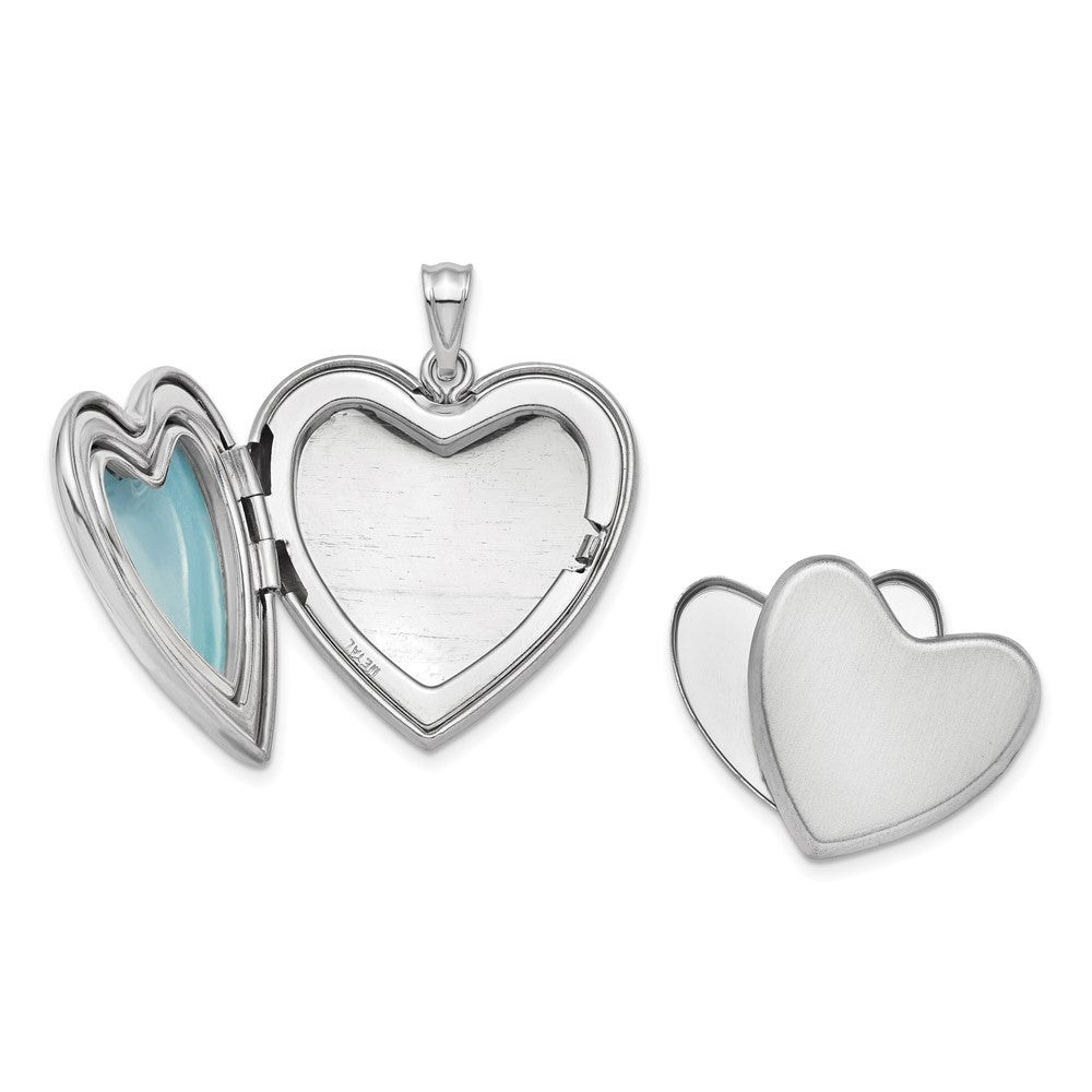 Sterling Silver Rhodium-plated 24mm Enameled Rose Ash Holder Heart Locket