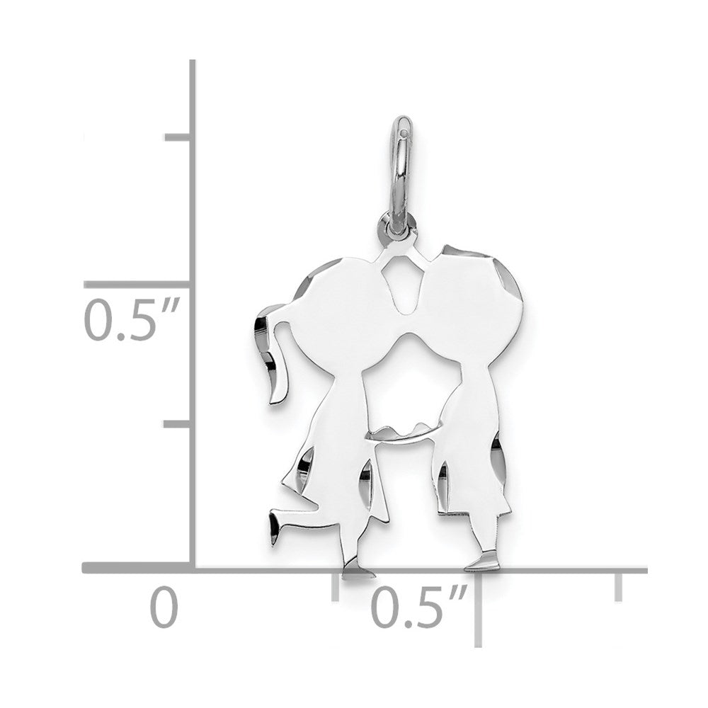 SS Rh-plt Engraveable Boy/Girl Polished Front/Satin Back Disc Charm