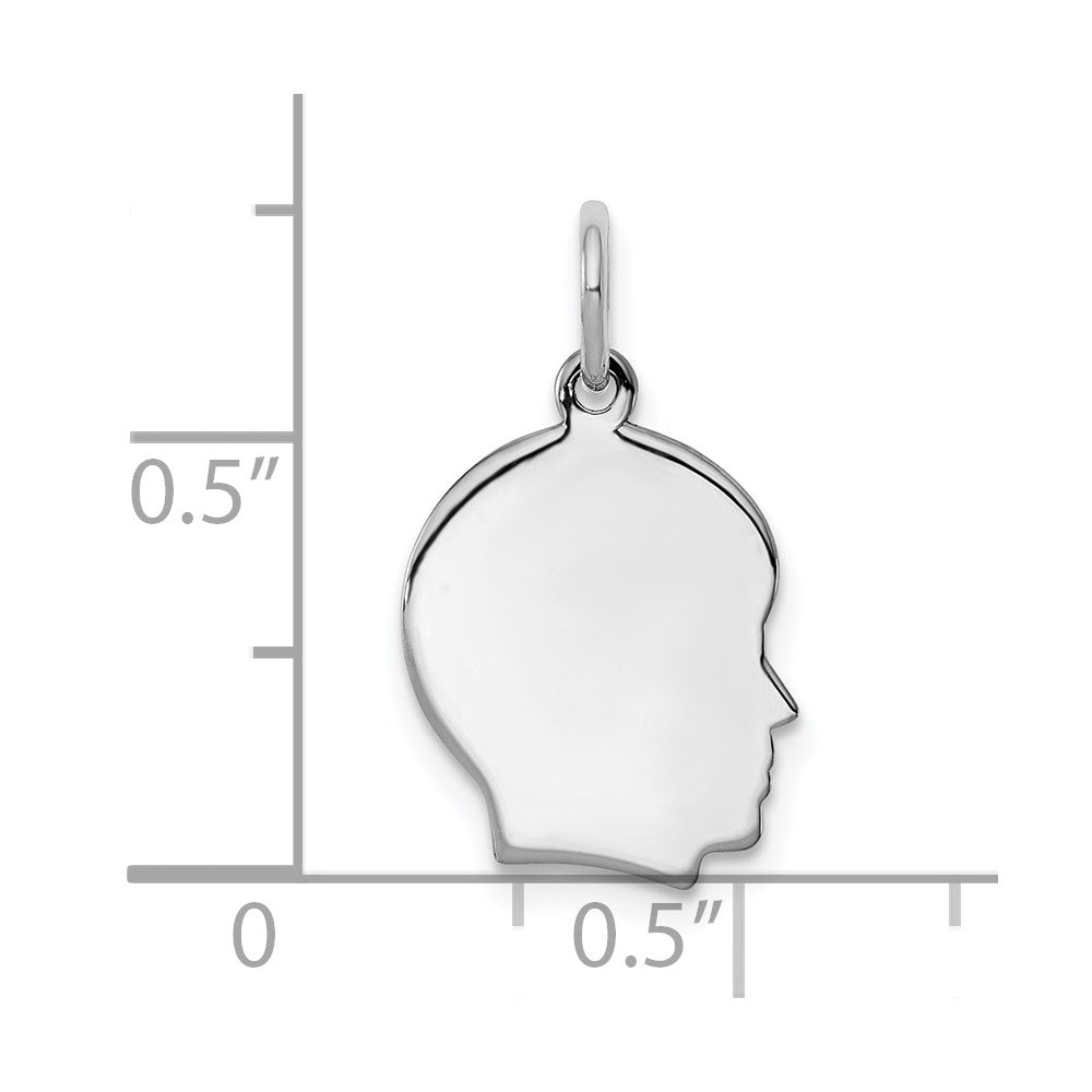 Sterling Silver Rh-plt Engraveable Boy Disc Charm Polish on Front/Back