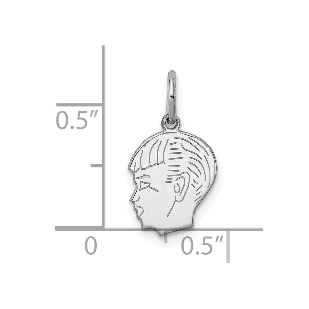 Sterl Silver Rh-plt Engraveable Boy Polished Front/Satin Back Disc Charm