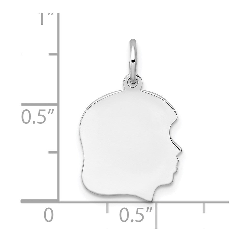 Sterl Silver Rh-plt Engraveable Girl Polished Front/Satin Back Disc Charm