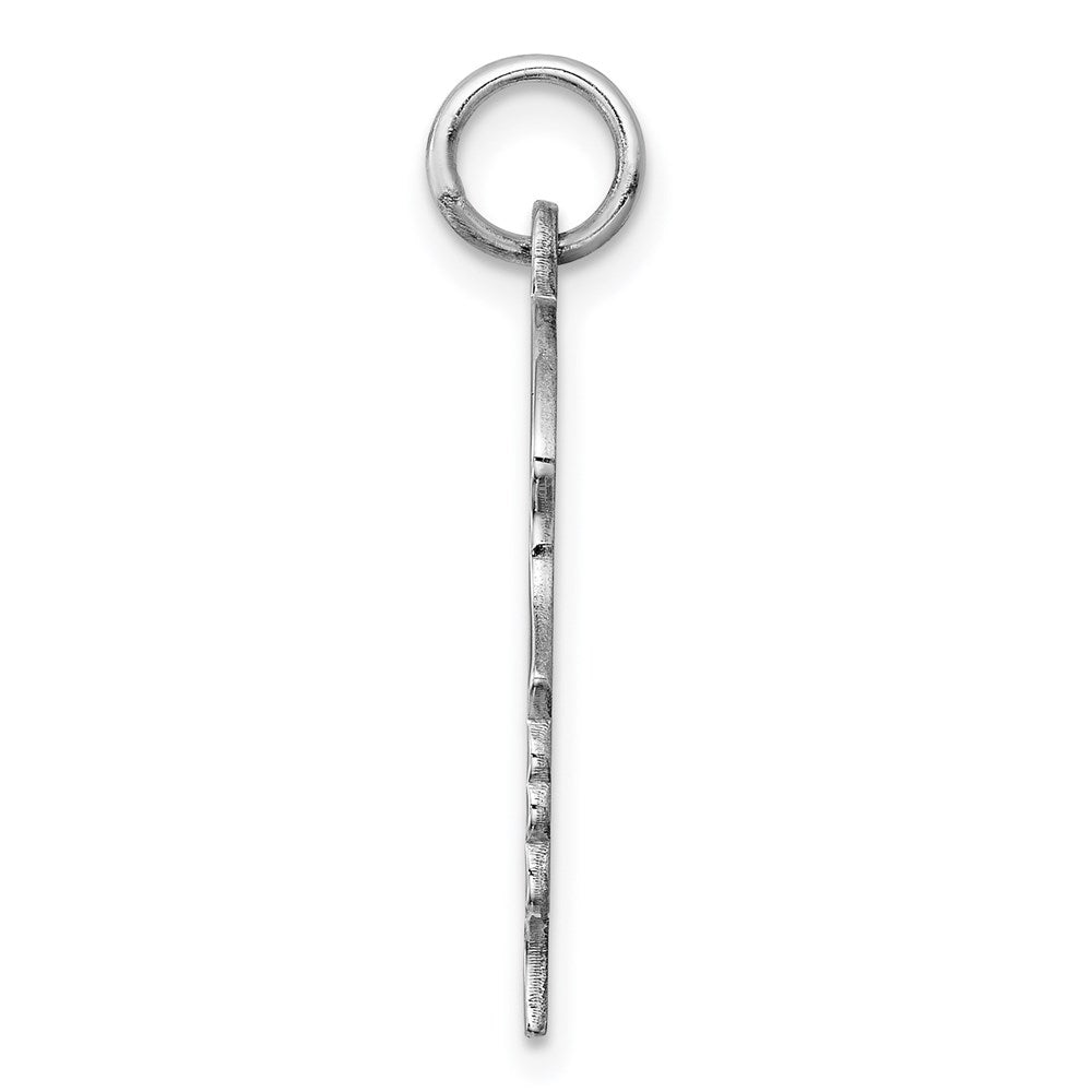 Sterling Silver Rhod-plate Eng Girl Disc Charm Polish on Front/Back