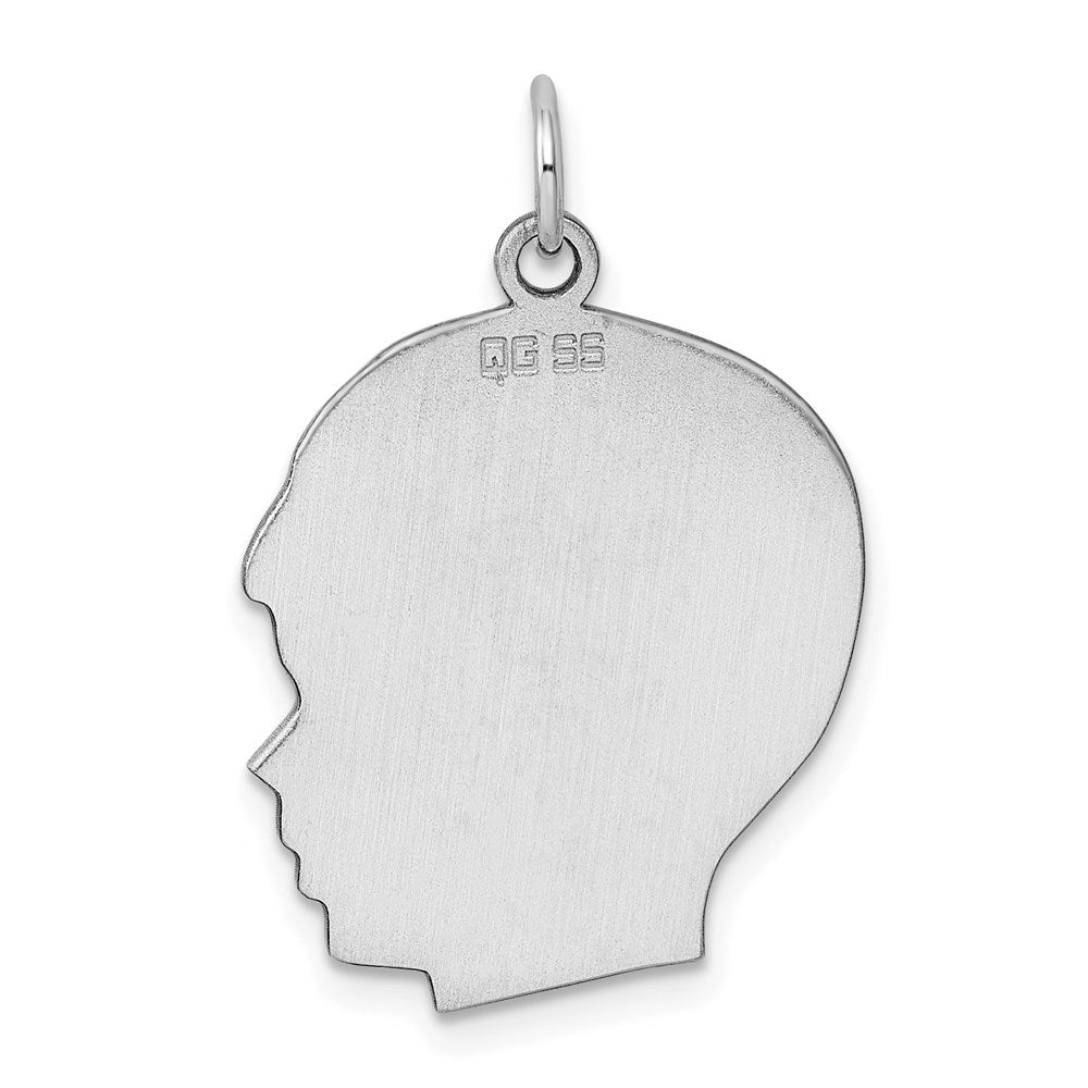 Sterling Silver Rh-plt Engraveable Boy Disc Charm Polish on Front/Back