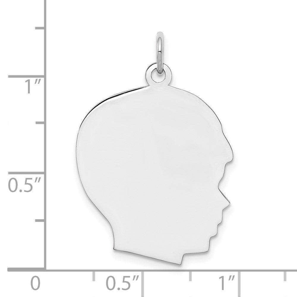 Sterling Silver Rh-plt Engraveable Boy Disc Charm Polish on Front/Back
