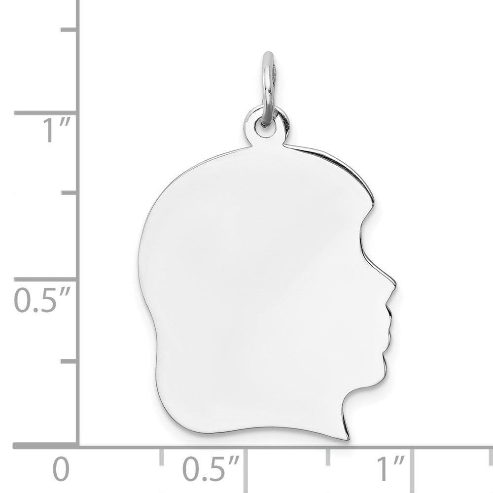 Sterl Silver Rh-plt Engraveable Girl Polished Front/Satin Back Disc Charm