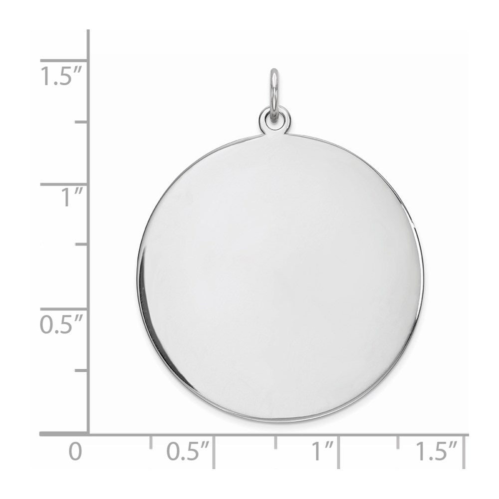 Sterling Silver Rhod-plated Eng. Rnd Polish Front/Back Disc Charm