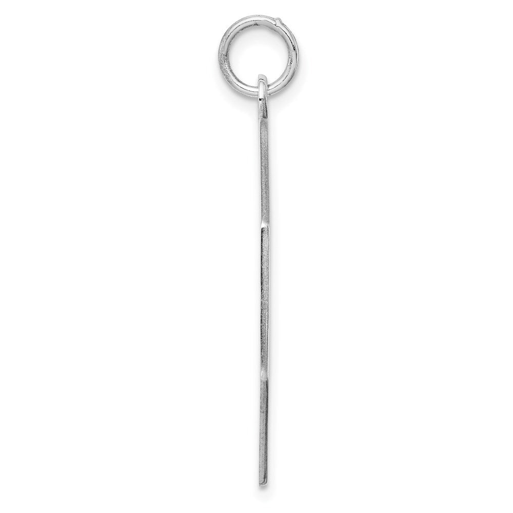 SS Rh-plt Engraveable Octagon Polished Front/Satin Back Disc Charm