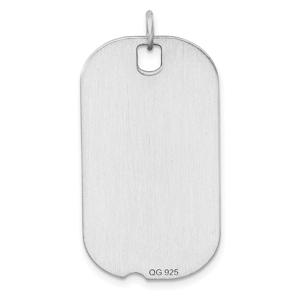 SS Rh-plt Engraveable Dog Tag Polished Front/Satin Back Disc Charm