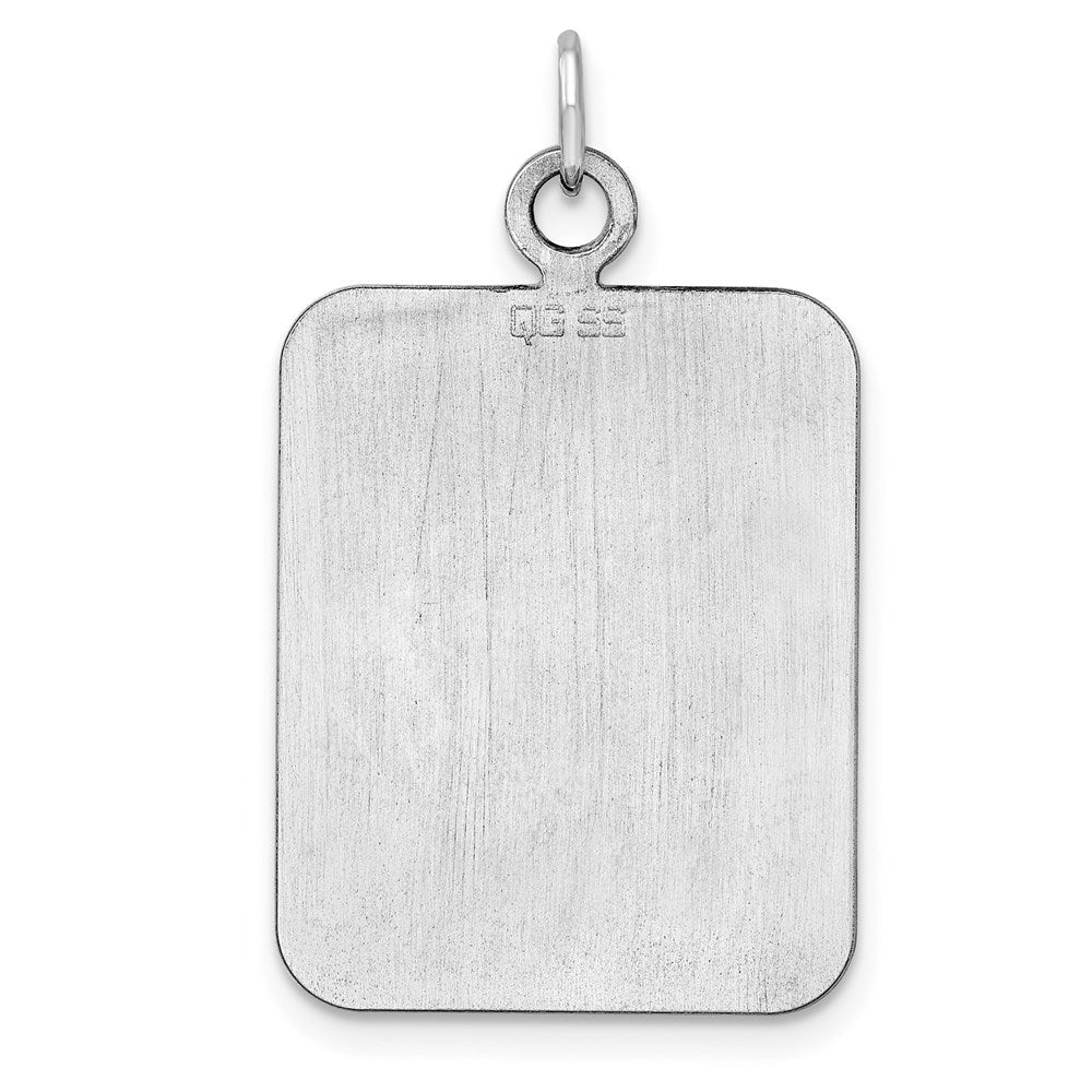 Sterl Silver Rh-plt Engraveable Rectangle Polished Front/Back Disc Charm