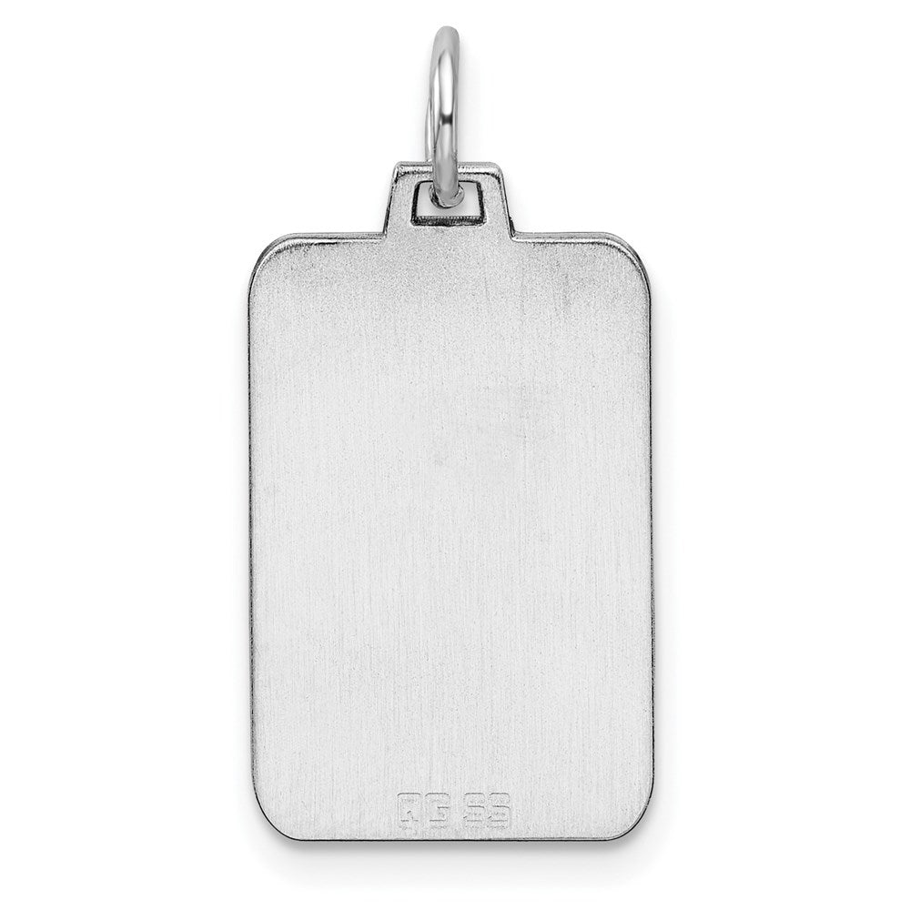 Sterling Silver Rhod.-plated Eng. Rect. Polish Front/Satin Back Disc Charm