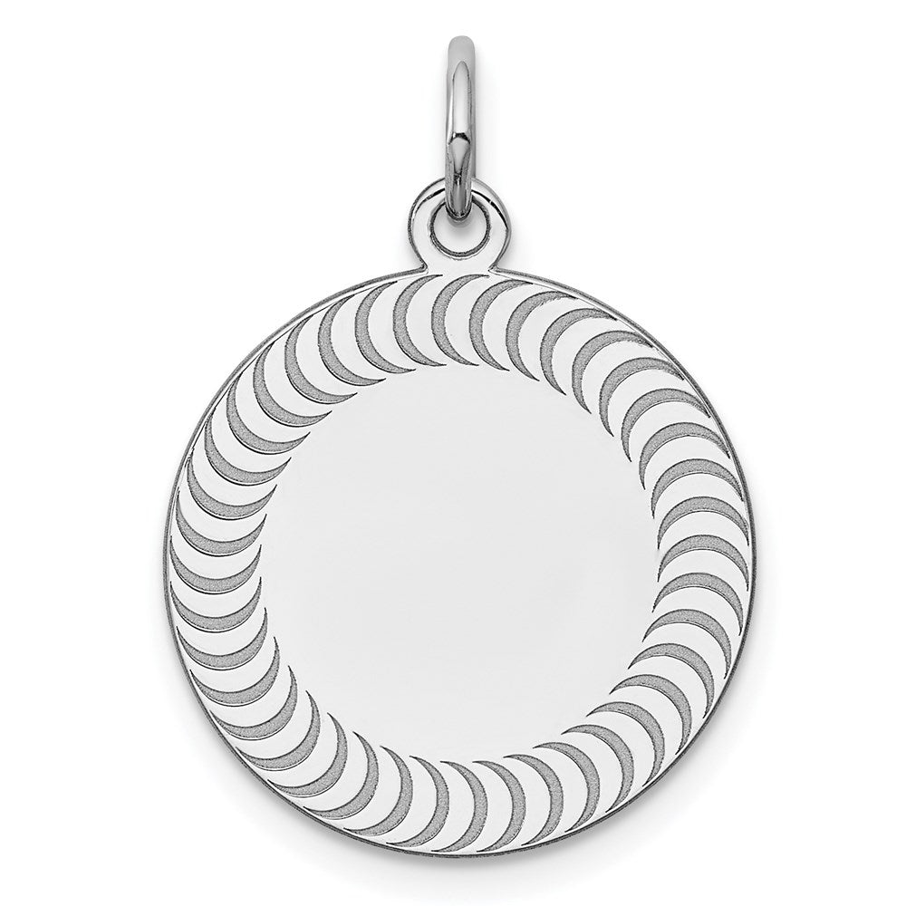 Solid;Polished;Sterling silver;Engravable (back only);Patterned;Fits up to 3mm