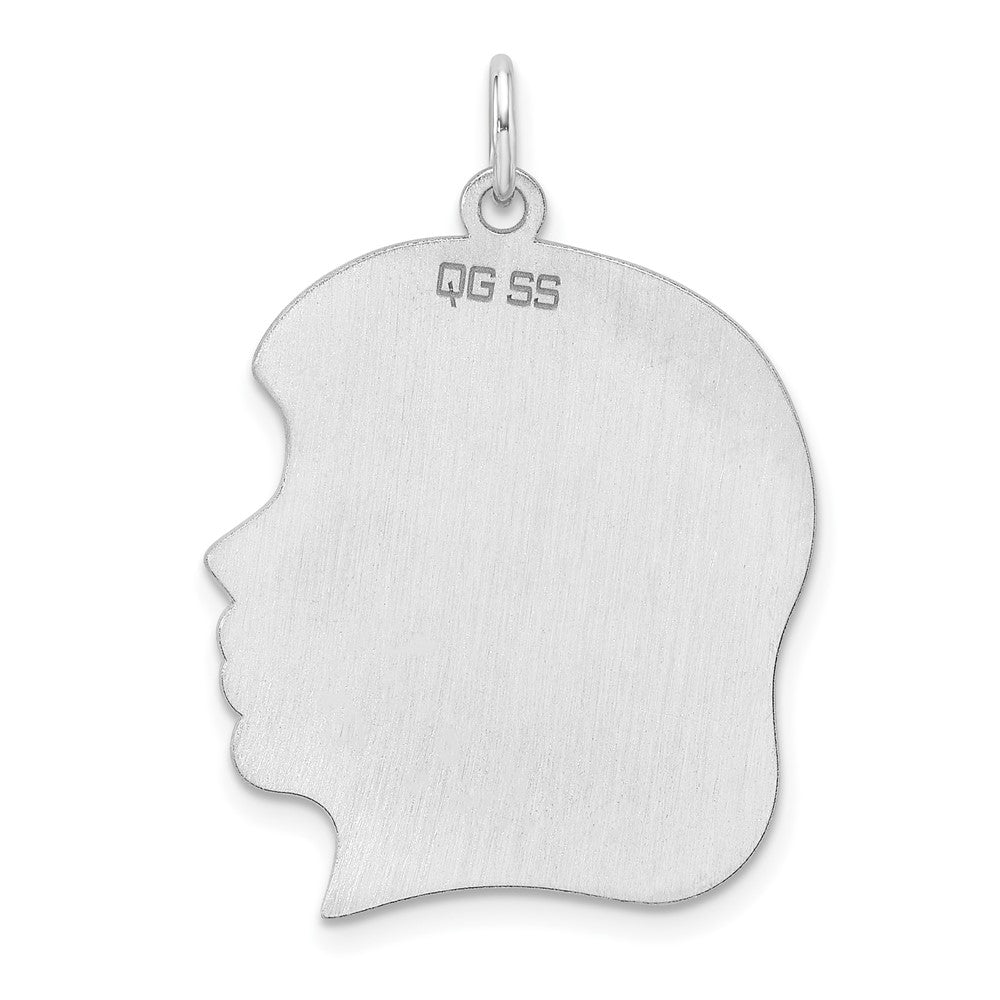 Sterl Silver Rh-plt Engraveable Girl Polished Front/Satin Back Disc Charm