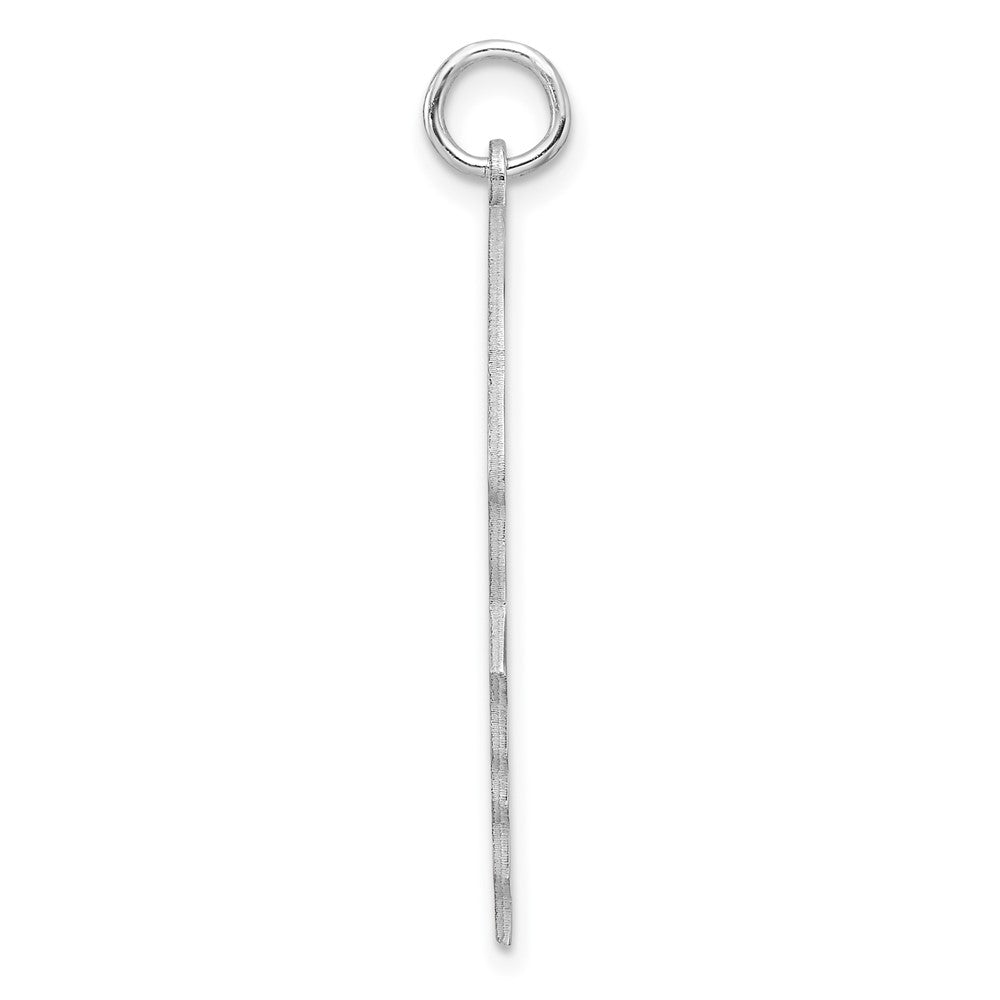 Sterling Silver Rhod-plate Eng. Boy Polished Front/Satin Back Disc Charm