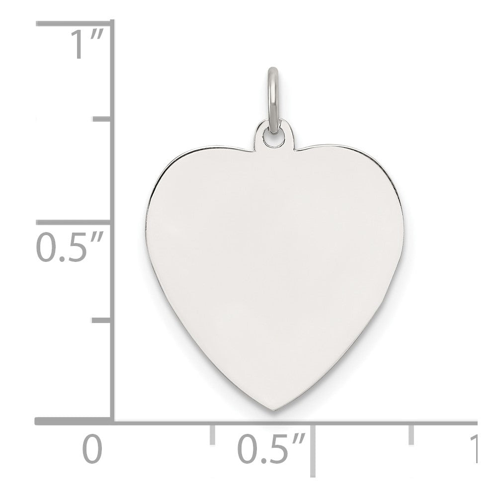 Sterling Silver Rhod-plated Eng. Heart Polish Front/Satin Back Disc Charm