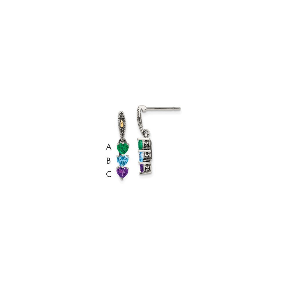 Antique finish;Sterling silver;Prong set;14K Gold Accent