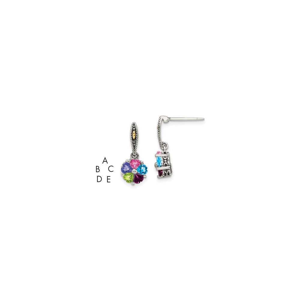 Antique finish;Sterling silver;Prong set;14K Gold Accent