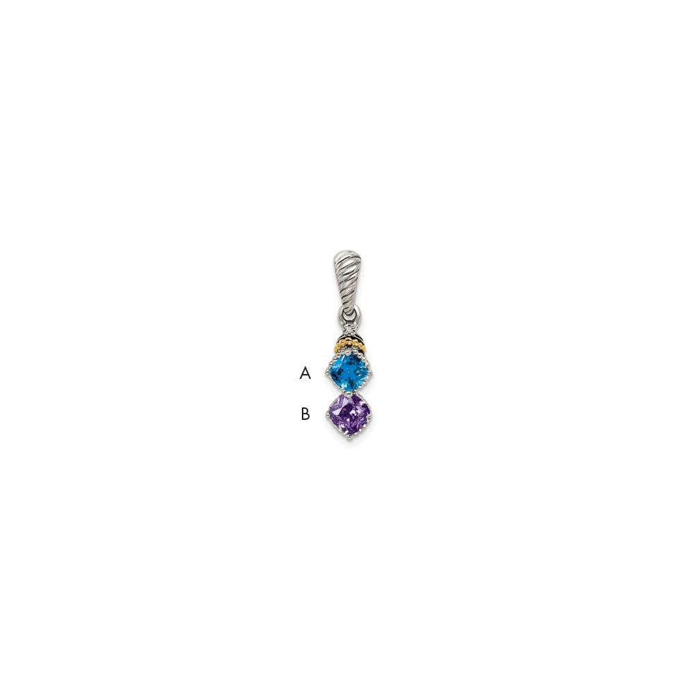 Antique finish;Sterling silver;Diamond;Prong set;14K Gold Accent