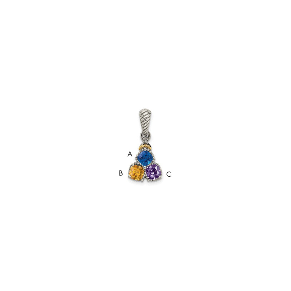 Antique finish;Sterling silver;Diamond;Prong set;14K Gold Accent
