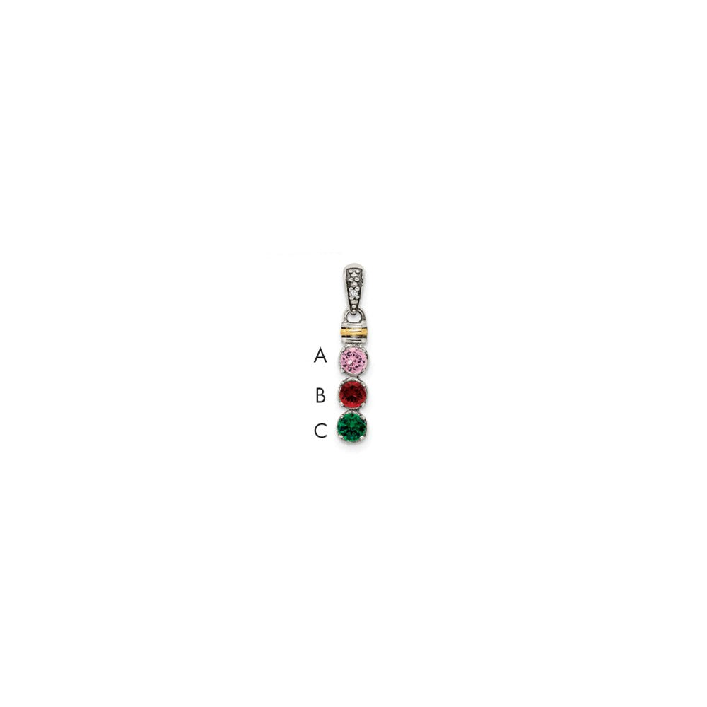 Antique finish;Sterling silver;Diamond;Prong set;14K Gold Accent