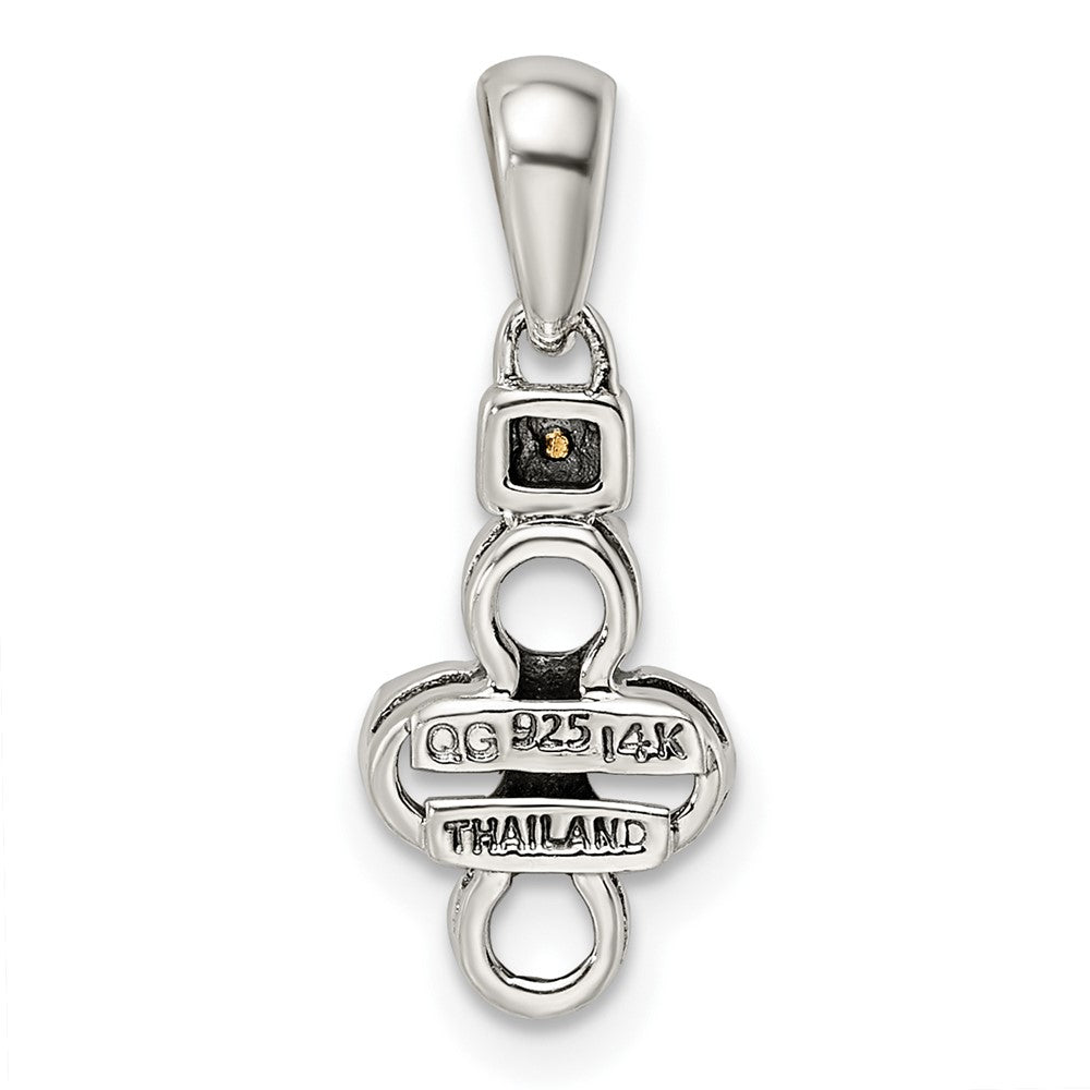 Sterling Silver Antiqued w/14k 4-stone w/Diamond Mothers Pendant Semi-Mount