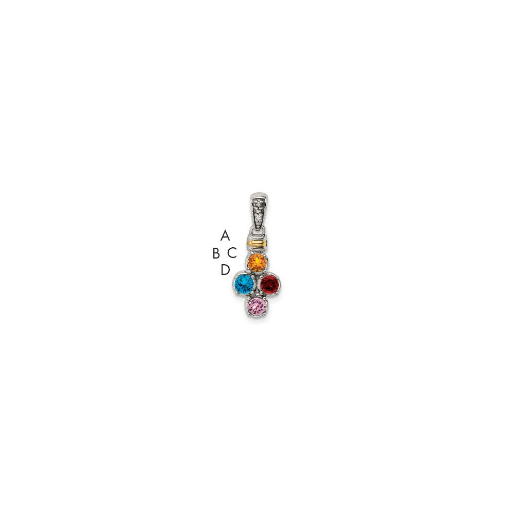 Antique finish;Sterling silver;Diamond;Prong set;14K Gold Accent