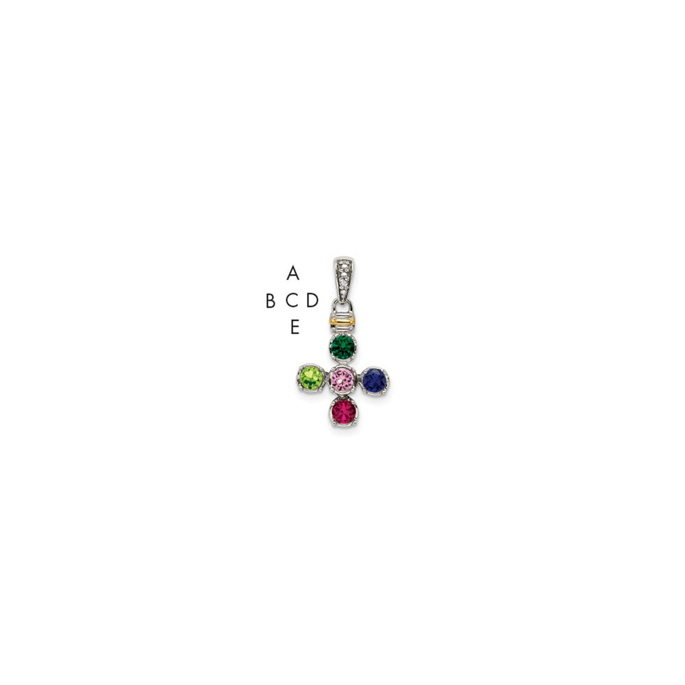 Antique finish;Sterling silver;Diamond;Prong set;14K Gold Accent