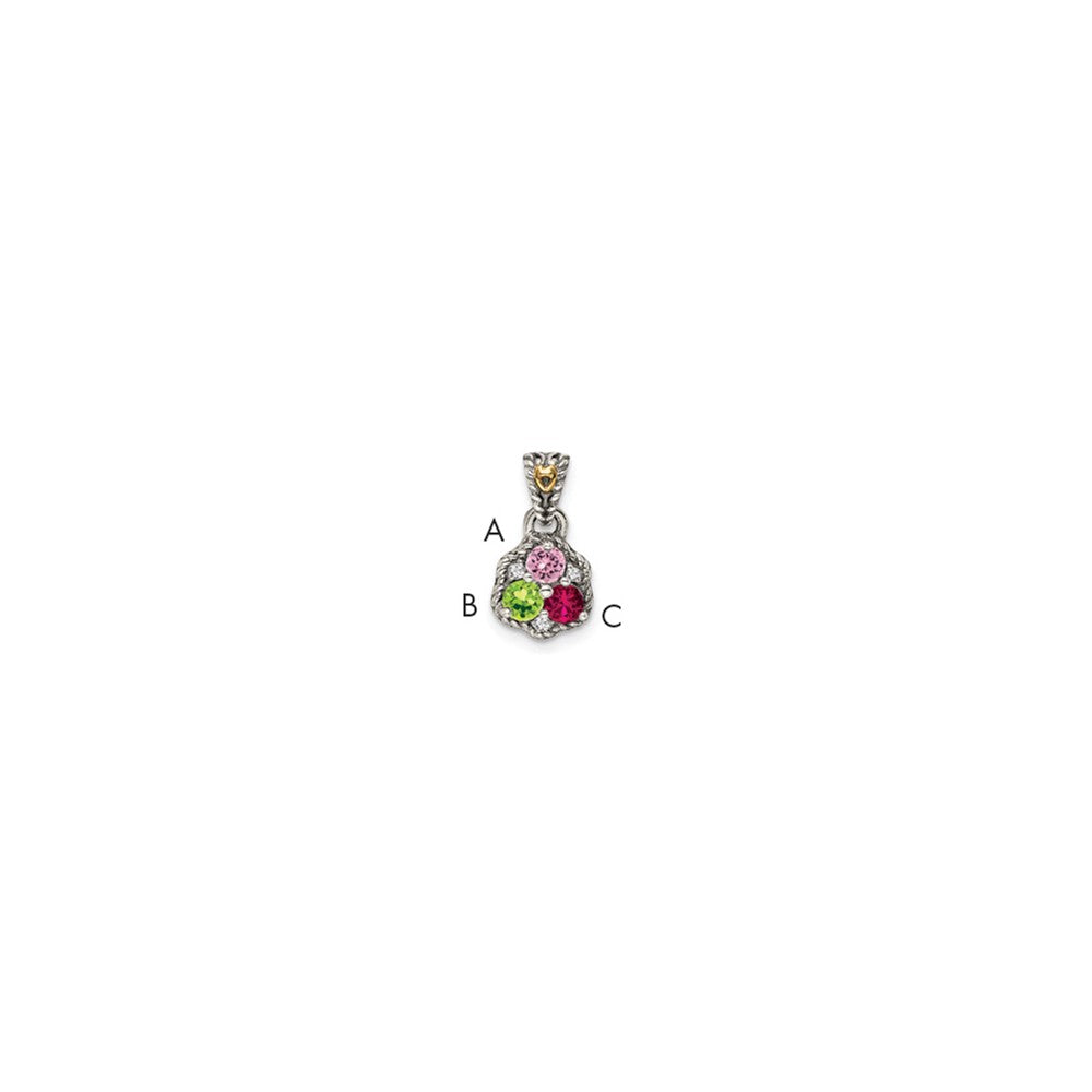 Antique finish;Sterling silver;Diamond;Prong set;14K Gold Accent