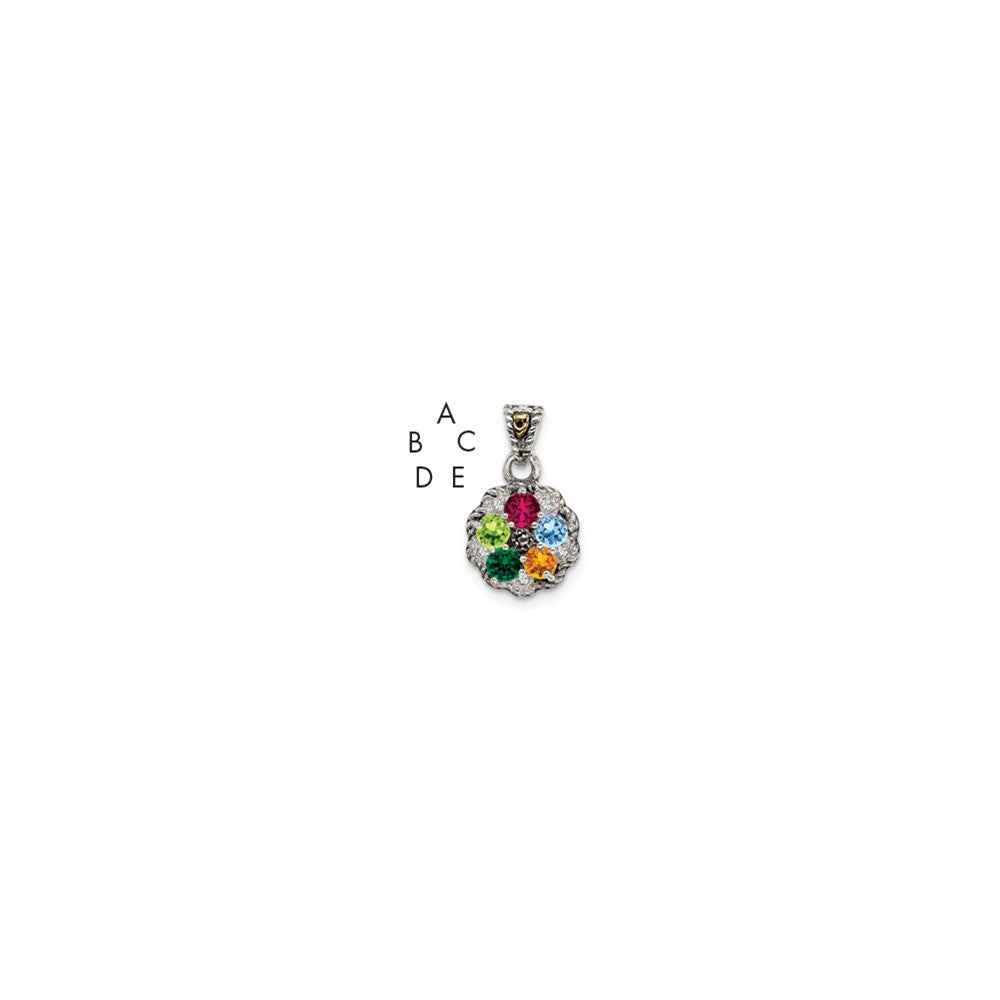 Antique finish;Sterling silver;Diamond;Prong set;14K Gold Accent