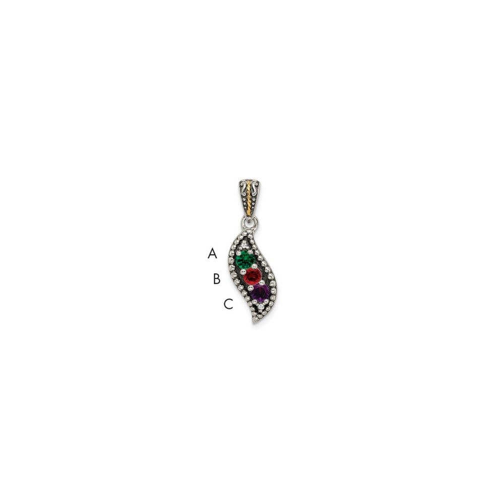 Antique finish;Sterling silver;Diamond;Prong set;14K Gold Accent